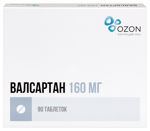 Валсартан 160 мг 90 шт. блистер таблетки, покрытые пленочной оболочкой