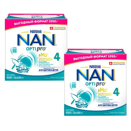 Набор NAN 4 OPTIPRO С ОЛИГОСАХАРИДАМИ 2FL И ПРОБИОТИКАМИ B LACTIS НАПИТОК МОЛОЧ СУХОЙ 1050,0 со скидкой 50% на вторую упаковку