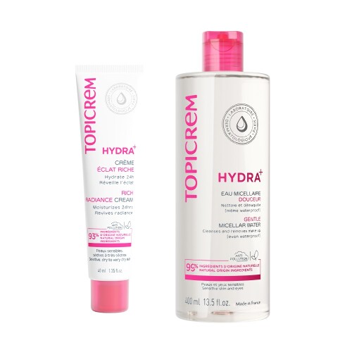 Набор Hydra+ вода мицеллярная мягкая 400мл + Hydra+ крем насыщенный сияние 40мл со скидкой