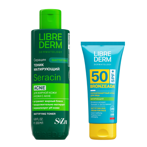Набор Librederm Бронзиада: крем д/лица SPF50 + тоник матирующий