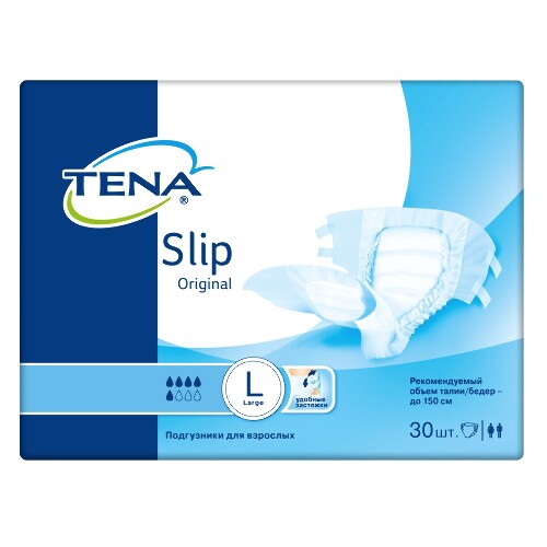 Купить Tena slip original подгузники для взрослых l обхват талии/бедер до 150 см 30 шт. цена