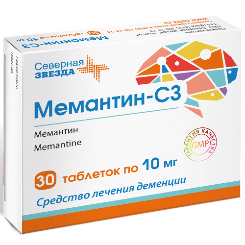Мемантин-СЗ 10мг 30 шт. таблетки, покрытые пленочной оболочкой блистер
