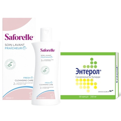 Набор САФОРЕЛЬ ЭКСТРА СВЕЖЕСТЬ 250МЛ + ЭНТЕРОЛ №30 БЛИСТЕР со скидкой