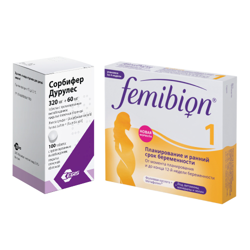Набор Сорбифер дурулес таб. №100 + Фемибион 1 №28 таб. со скидкой