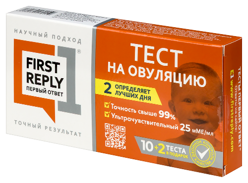 Тест полоска для определения времени овуляции first reply первый ответ 10 шт. +2 теста в подарок