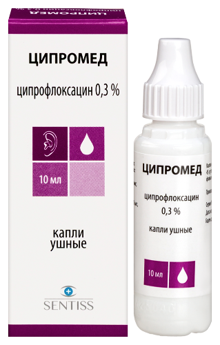 Ципромед 0,3% флакон-капельница капли ушные 10 мл