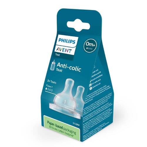 Avent соска поток медленный Anti-Colic 0+ 2 шт. SCY761/02