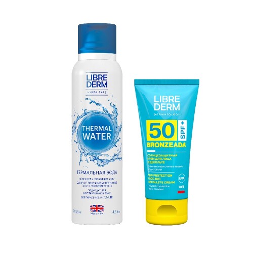 Набор ЛИБРИДЕРМ: солнцезащитный крем для лица и декольте SPF50 + вода термальная