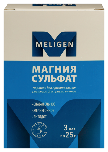 Магния сульфат 25 гр порошок для приготовления раствора для приема внутрь пакет 3 шт.