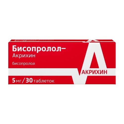 Бисопролол-акрихин 5 мг 30 шт. таблетки, покрытые пленочной оболочкой - цена 0 руб., купить в интернет аптеке в Новосибирске Бисопролол-акрихин 5 мг 30 шт. таблетки, покрытые пленочной оболочкой, инструкция по применению