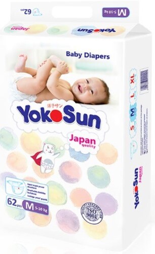 Купить Yokosun подгузники детские размер m/5-10 кг/ 62 шт. цена