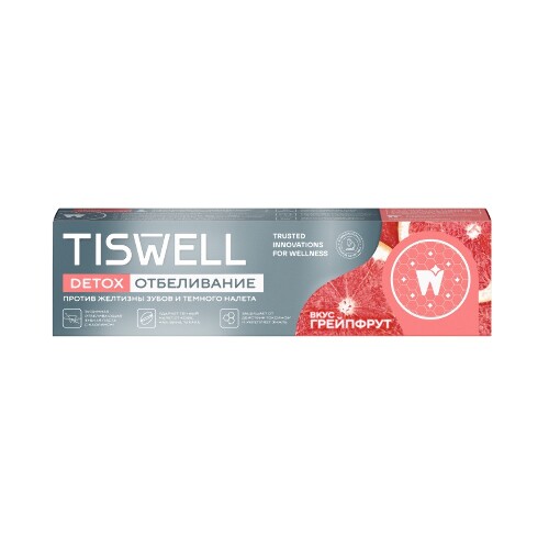 Tiswell зубная паста энзимная отбеливающая с каолином вкус грейпфрута 110 гр