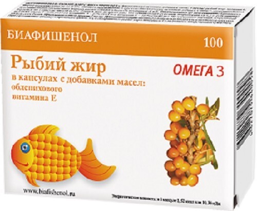 Купить РЫБИЙ ЖИР БИАФИШЕНОЛ С МАСЛ ОБЛЕП/ВИТ Е N100 КАПС в Москве РЫБИЙ ЖИР БИАФИШЕНОЛ С МАСЛ ОБЛЕП/ВИТ Е N100 КАПС