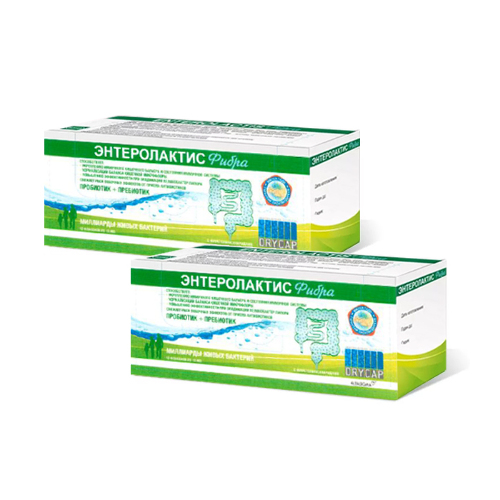 Набор Энтеролактис фибра 10мл №12 сироп и капсула с порошком из 2 уп со скидкой