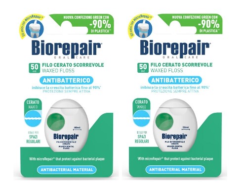 Набор Biorepair зубная нить вощеная скользящая 50м  из 2 уп со скидкой