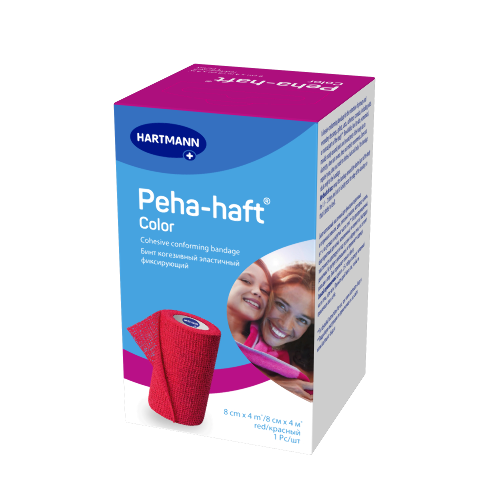 Бинт peha-haft color 8 смх4 м/красный когезивный эластичный фиксирующий