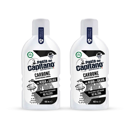 НАБОР PASTA DEL CAPITANO ОПОЛАСКИВАТЕЛЬ ДЛЯ ПОЛОСТИ РТА С ДРЕВЕСНЫМ УГЛЕМ 400МЛ 2 уп. - по выгодной цене!