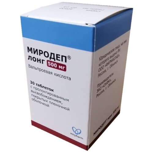 Купить Миродеп лонг 500 мг 30 шт. таблетки с пролонгированным высвобождением, покрытые пленочной оболочкой цена