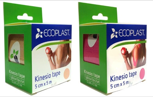 Набор из 2х уп. Ecoplast кинезио тейп 5смх5м: бежевый + розовый
