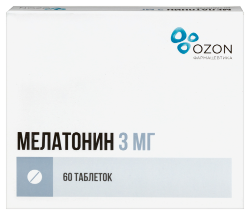 Мелатонин 3 мг 60 шт. блистер таблетки, покрытые пленочной оболочкой