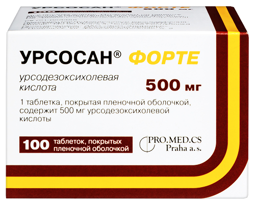 Купить Урсосан форте 500 мг 100 шт. таблетки, покрытые пленочной оболочкой цена