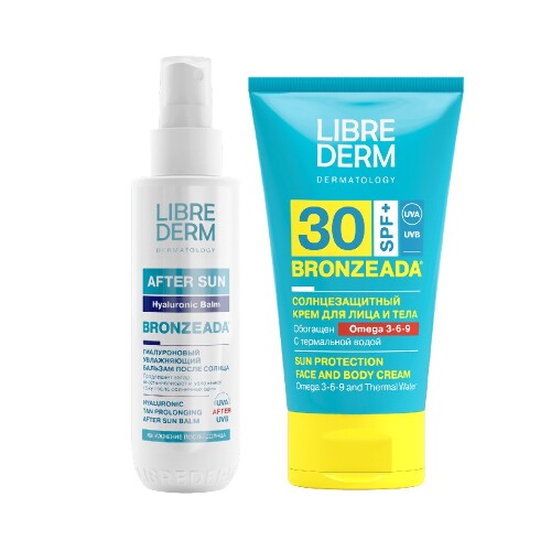 Набор ЛИБРИДЕРМ БРОНЗИАДА: солнцезащитный крем SPF30 + бальзам после солнца продлевающий загар