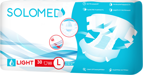 Solomed light подгузники для взрослых одноразовые размер L 30 шт.