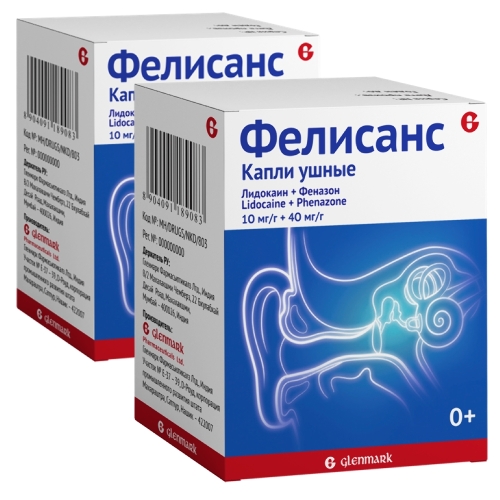 Набор из 2 уп. Фелисанс 0,01/г+0,04/г 16,0 флак капли ушные