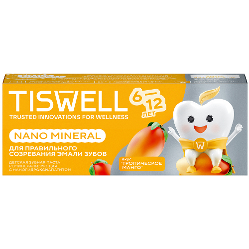 Tiswell зубная паста реминерализующая с наногидроксиапатитом детская с 6 лет 60 гр/тропическое манго