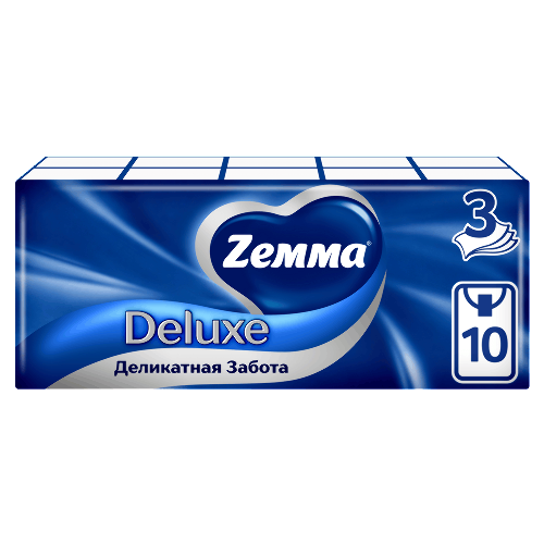 Zemma платки носовые трехслойные неароматизированные 10 шт. х 10