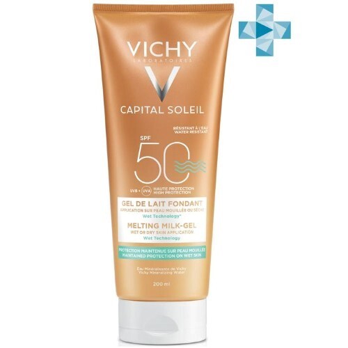Купить Vichy ideal soleil эмульсия солнцезащитная тающая с технологией нанесения на влажную кожу spf50 200 мл цена