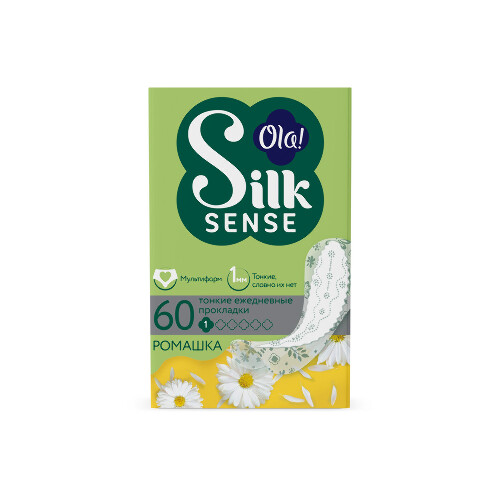 Ola silk sense прокладки ежедневные light deo стринг-мультиформ ромашка 60 шт.