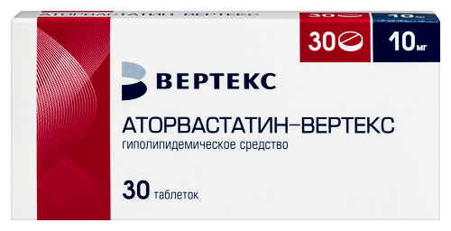 Купить Аторвастатин-вертекс 10 мг 30 шт. таблетки, покрытые пленочной оболочкой блистер цена