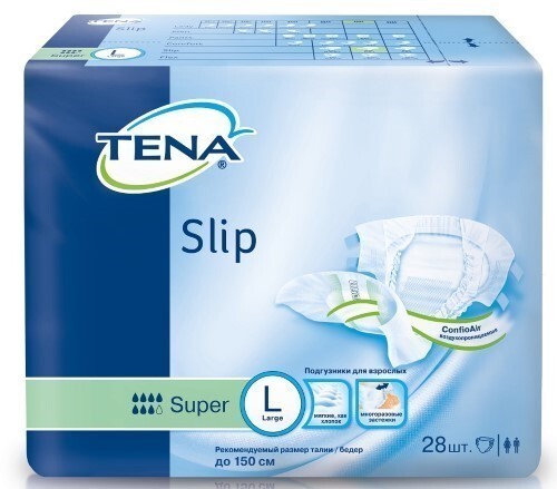 Купить Tena slip super подгузники для взрослых l обхват талии/бедер до 150 см 28 шт. цена