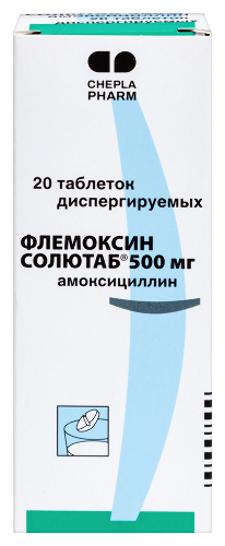 Флемоксин солютаб 500 мг 20 шт. таблетки диспергируемые