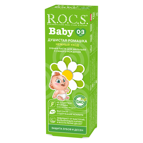 Rocs baby зубная паста душистая ромашка 45 гр