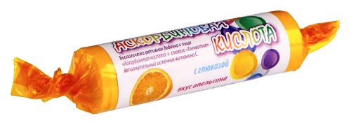 Купить Аскорбиновая кислота+глюкоза гленвитол со вкусом апельсина 10 шт. жевательные таблетки массой 3 гр/крутка цена