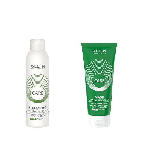 Набор OLLIN CARE шампунь для восстановления структуры волос 250мл + маска 200 мл