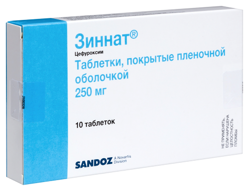 Зиннат 250 мг 10 шт. таблетки, покрытые пленочной оболочкой