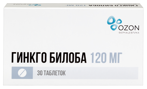 Гинкго билоба 120 мг 30 шт. таблетки, покрытые пленочной оболочкой