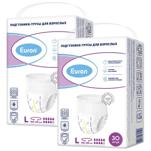 Euron подгузники-трусы для взрослых l (large) 30 шт. х 2