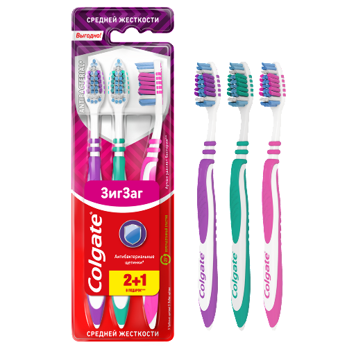 Купить Colgate зигзаг зубная щетка/средняя/ 3 шт./промо по цене 247 руб в Москве Colgate зигзаг зубная щетка/средняя/ 3 шт./промо