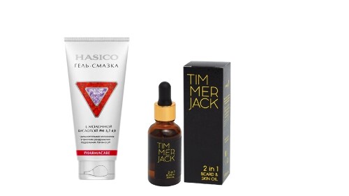Набор из 2х средств HASICO Масло для лица и бороды 30 мл + ГЕЛЬ-СМАЗКА С L - МОЛОЧНОЙ КИСЛОТОЙ 100МЛ