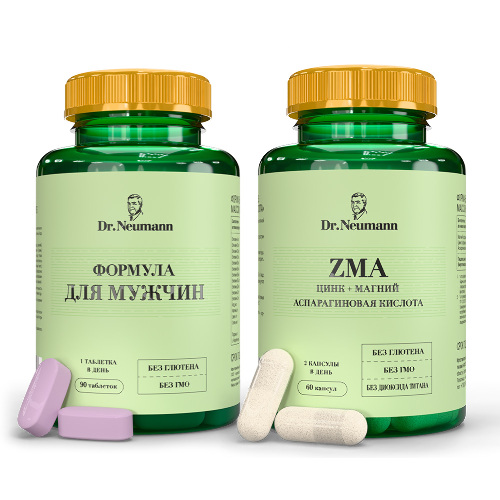 Набор Dr neumann комплекс формула для мужчин №90 табл + Dr neumann zma-цинк+магний+аспарагиновая кислота №60 капс со скидкой 20%