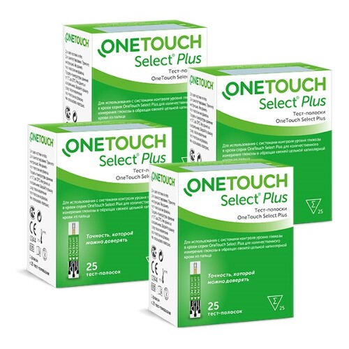 Набор тест-полоски One Touch Select Plus №25 из 4 уп. со скидкой 30%
