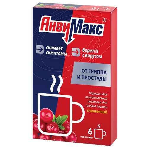 Анвимакс порошок для приготовления раствора вкус клюква пакет 6 шт.