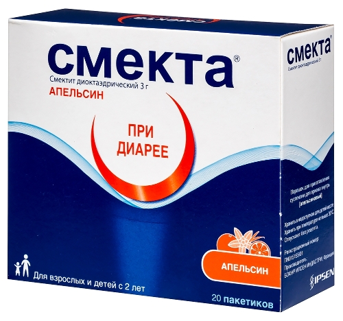 Смекта 3 гр 3,76 20 шт. пакет порошок для приготовления суспензии для приема внутрь вкус апельсиновый