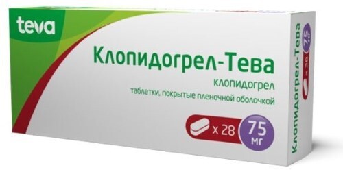 Клопидогрел-тева 75 мг 28 шт. таблетки, покрытые пленочной оболочкой