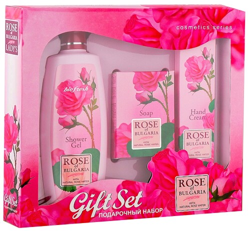 Купить Rose of bulgaria набор подарочный №5 /мыло натуральное косметическое 100 гр+гель для душа 330 мл+крем для рук 75 мл/ цена