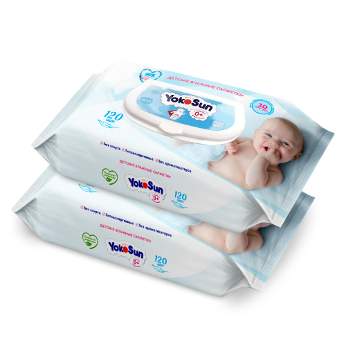 Набор YOKOSUN для детей: 2 упаковки детские влажные салфетки 120 шт.